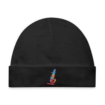 Windsurfen bunt Windsurfer Kinder Jungen Windsurf - Baby Premium Organic Mütze - Schwarz - Vorne