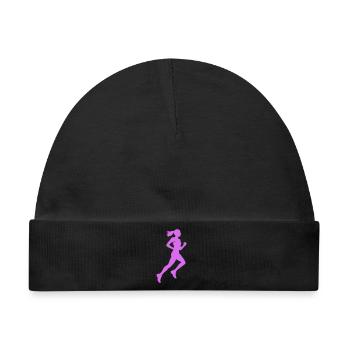 Laufsilhouette in Lila - Baby Premium Organic Mütze - Schwarz - Vorne