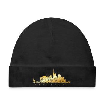 Frankfurter Skyline (Vintage Goldgelb) Frankfurt - Baby Premium Organic Mütze - Schwarz - Vorne