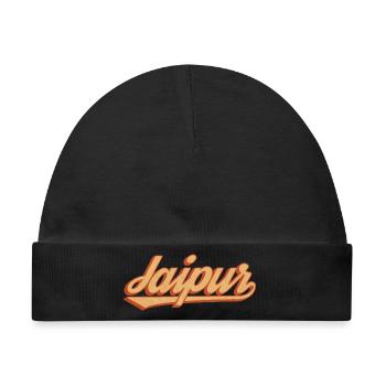 Jaipur Retro Schriftzug Indien Grafik Beschreibung - Baby Premium Organic Mütze - Schwarz - Vorne