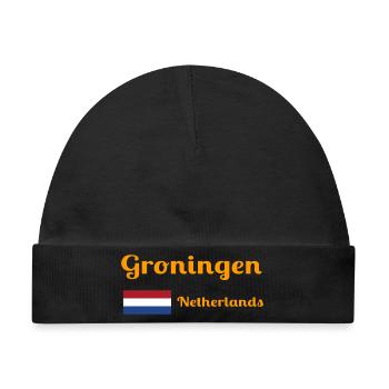 Groningen Niederlande - Stilvolle Drucke - Baby Premium Organic Mütze - Schwarz - Vorne