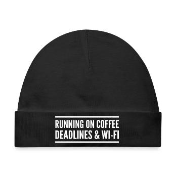 Angetrieben von Kaffee, Delays und Wi-Fi - Baby Premium Organic Mütze - Schwarz - Vorne