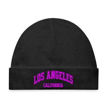 Los Angeles California Schriftzug Pink - Baby Premium Organic Mütze - Schwarz - Vorne