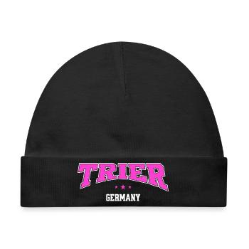Trier Pink Retro Stadtmotiv Germany - Baby Premium Organic Mütze - Schwarz - Vorne