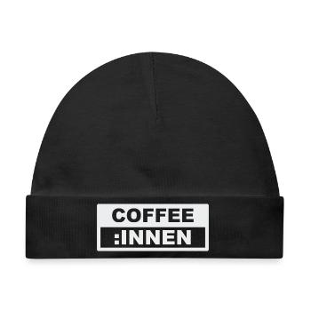 KAFFEE INNEN - Baby Premium Organic Mütze - Schwarz - Vorne