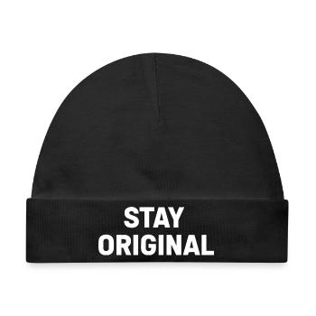 Stay Original Schriftzug – Kontrast-Print - Baby Premium Organic Mütze - Schwarz - Vorne