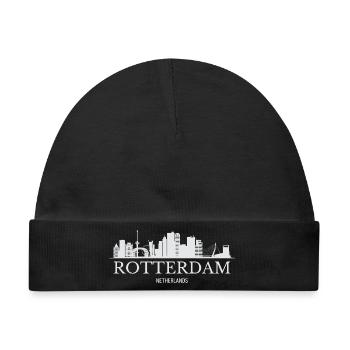 Rotterdam Skyline, Rotterdam Niederlande - Baby Premium Organic Mütze - Schwarz - Vorne