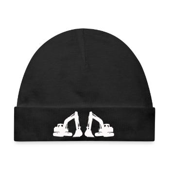 Doppel Bagger Silhouette - Baby Premium Organic Mütze - Schwarz - Vorne