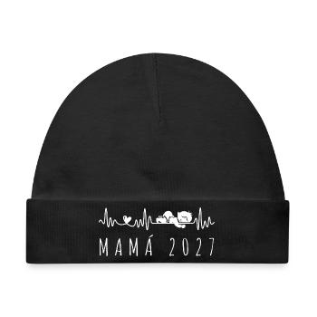 Mamá 2027 Ritmo Cardiaco - Futura Mama - Baby Premium Organic Mütze - Schwarz - Vorne