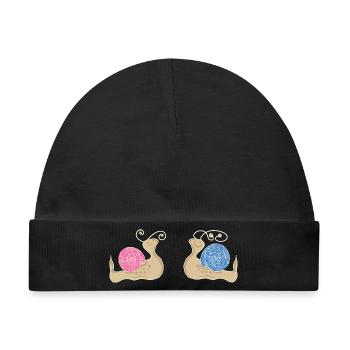 Männchenschnecke Mädchen Schnecke fossil - Baby Premium Organic Mütze - Schwarz - Vorne