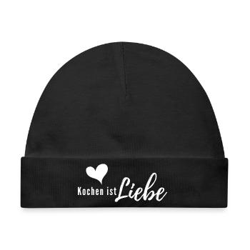 Kochen ist Liebe – Herzlogo - Baby Premium Organic Mütze - Schwarz - Vorne