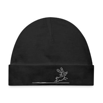 Hase Kaninchen Line Art Strichzeichnung Tiermotiv - Baby Premium Organic Mütze - Schwarz - Vorne