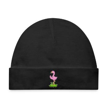 Flamingo Halskette - Baby Premium Organic Mütze - Schwarz - Vorne