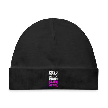 80er Jahre Glam Metal Retro Design - Baby Premium Organic Mütze - Schwarz - Vorne