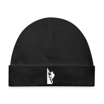 Klettersilhouette am Felsen - Baby Premium Organic Mütze - Schwarz - Vorne