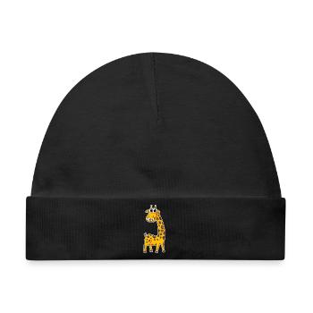 Giraffe Langer Hals - Baby Premium Organic Mütze - Schwarz - Vorne