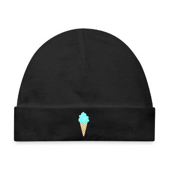 Eis Eiscreme Waffel blau cool Sommer Eisdiele Fan - Baby Premium Organic Mütze - Schwarz - Vorne