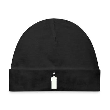 Lichtsilhouette Kerze in Laterne - Baby Premium Organic Mütze - Schwarz - Vorne