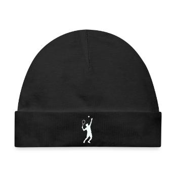 Tennis Silhouette im Sprung - Baby Premium Organic Mütze - Schwarz - Vorne