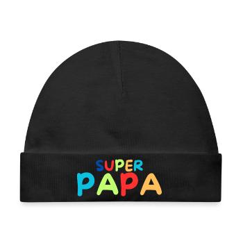 Super Papa - Baby Premium Organic Mütze - Schwarz - Vorne