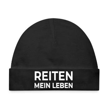 Reiten - Baby Premium Organic Mütze - Schwarz - Vorne
