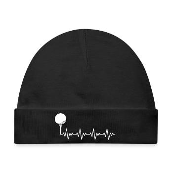 Golf Golfer Golfball EKG Herzschlag Herzfrequenz - Baby Premium Organic Mütze - Schwarz - Vorne