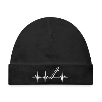 Skateboard EKG Herzlinie - Baby Premium Organic Mütze - Schwarz - Vorne