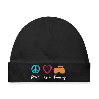 Peace Love Farming - Baby Premium Organic Mütze - Schwarz - Vorne