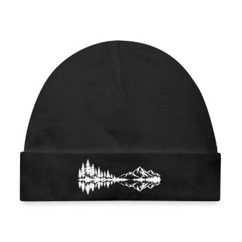 Bergsilhouette Mono-Lichtlinie - Baby Premium Organic Mütze - Schwarz - Vorne