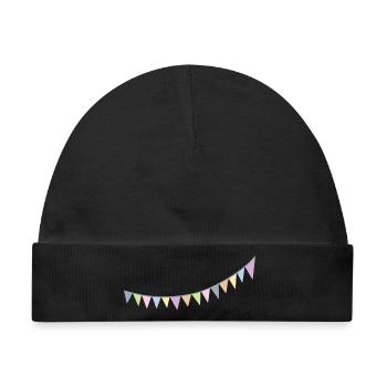 Wimpelkette skandinavisch Dekoration Kinderzimmer - Baby Premium Organic Mütze - Schwarz - Vorne