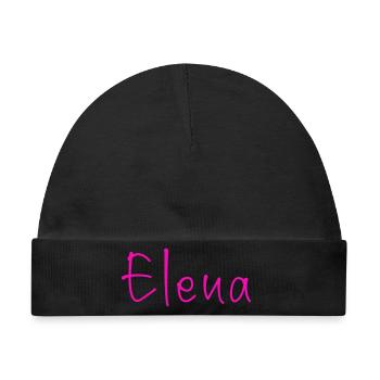 Elena Handlettering in Neon Pink - Baby Premium Organic Mütze - Schwarz - Vorne