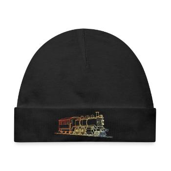 Lokomotive Retro Stil - Baby Premium Organic Mütze - Schwarz - Vorne