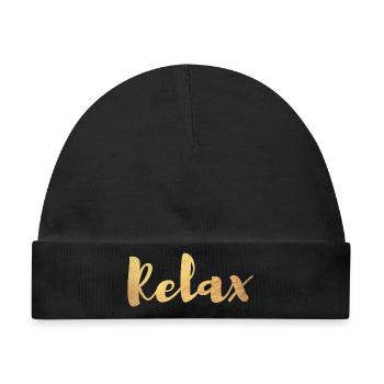 Yoga Relax Gold Handschrift Meditation exklusiv om - Baby Premium Organic Mütze - Schwarz - Vorne