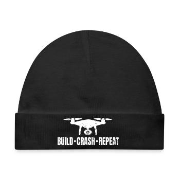 Drohne Build Crash Repeat - Baby Premium Organic Mütze - Schwarz - Vorne