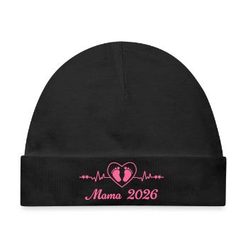 Mama 2026 Schwangerschaft Werdende Mutter - Baby Premium Organic Mütze - Schwarz - Vorne
