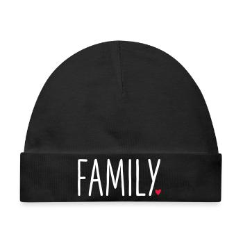 Family mit Herz - Baby Premium Organic Mütze - Schwarz - Vorne