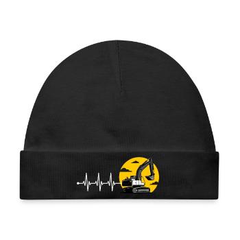 Baggerfahrer Herzschlag EKG Bagger T-Shirt - Baby Premium Organic Mütze - Schwarz - Vorne