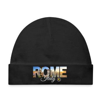 Rom, Italien, Skyline-Sonnenstrahl-Kunstwerke - Baby Premium Organic Mütze - Schwarz - Vorne