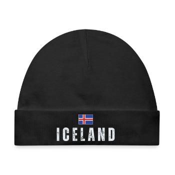 Icelandic Pride, Isländische Flagge - Baby Premium Organic Mütze - Schwarz - Vorne