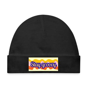 Stay Groovy Retro Wellen Design - Baby Premium Organic Mütze - Schwarz - Vorne