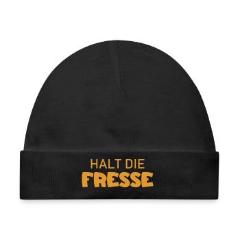 Halt die Fresse - Cooler Spruch - Baby Premium Organic Mütze - Schwarz - Vorne