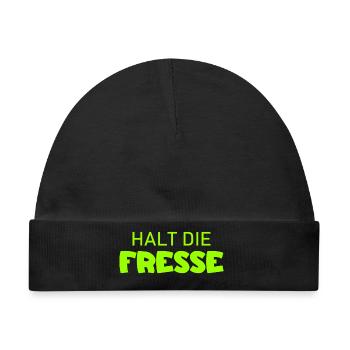 Halt die Fresse - Cooler Spruch - Baby Premium Organic Mütze - Schwarz - Vorne