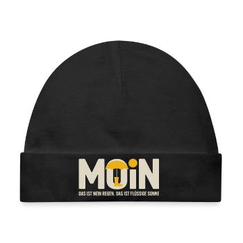 Mondschirm Flüssige Sonne Motiv - Baby Premium Organic Mütze - Schwarz - Vorne