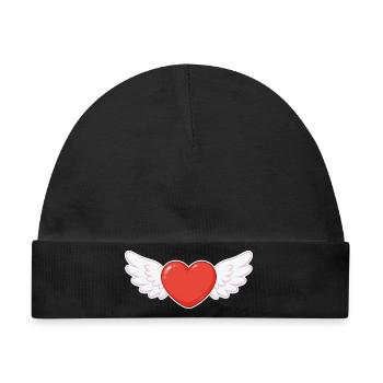 Geflügeltes Herz Kawaii-Druck - Baby Premium Organic Mütze - Schwarz - Vorne