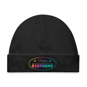 Tshirt happy birthday oval bunt - Baby Premium Organic Mütze - Schwarz - Vorne