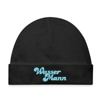 Wassermann Schuppen Wasser Sternzeichen Pool - Baby Premium Organic Mütze - Schwarz - Vorne