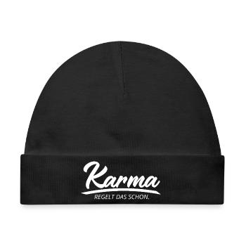 Karma Regelt Das Schon Lustiger Spruch Geschenk - Baby Premium Organic Mütze - Schwarz - Vorne