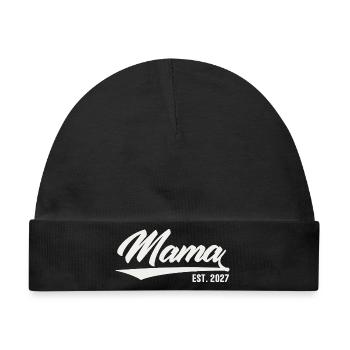 Mama 2027 Vintage Mama est 2027 - Baby Premium Organic Mütze - Schwarz - Vorne