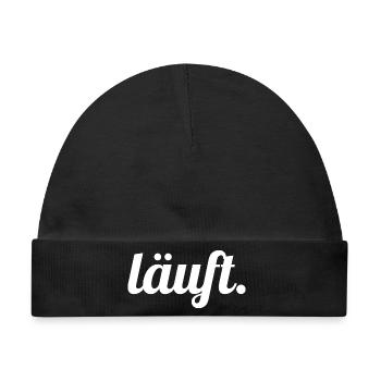 Läuft. Handlettering Script - Baby Premium Organic Mütze - Schwarz - Vorne