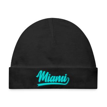 Miami Neon Script Turquoise - Baby Premium Organic Mütze - Schwarz - Vorne